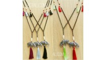 black larva beads stone tassels necklace bronze tassels wholesale price 